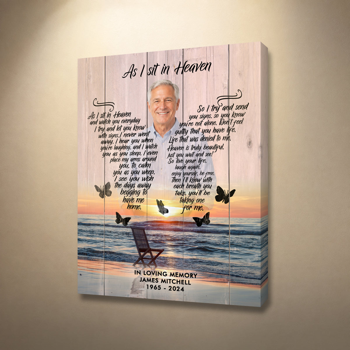 As I Sit in Heaven Memorial Canvas