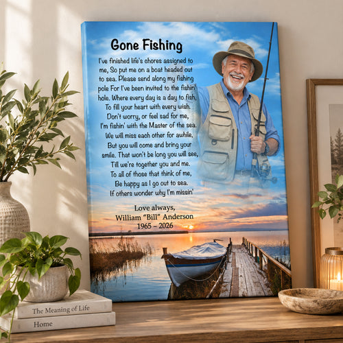 Gone Fishing Memorial Canvas