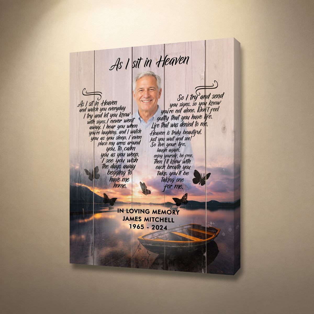 As I Sit in Heaven Memorial Canvas