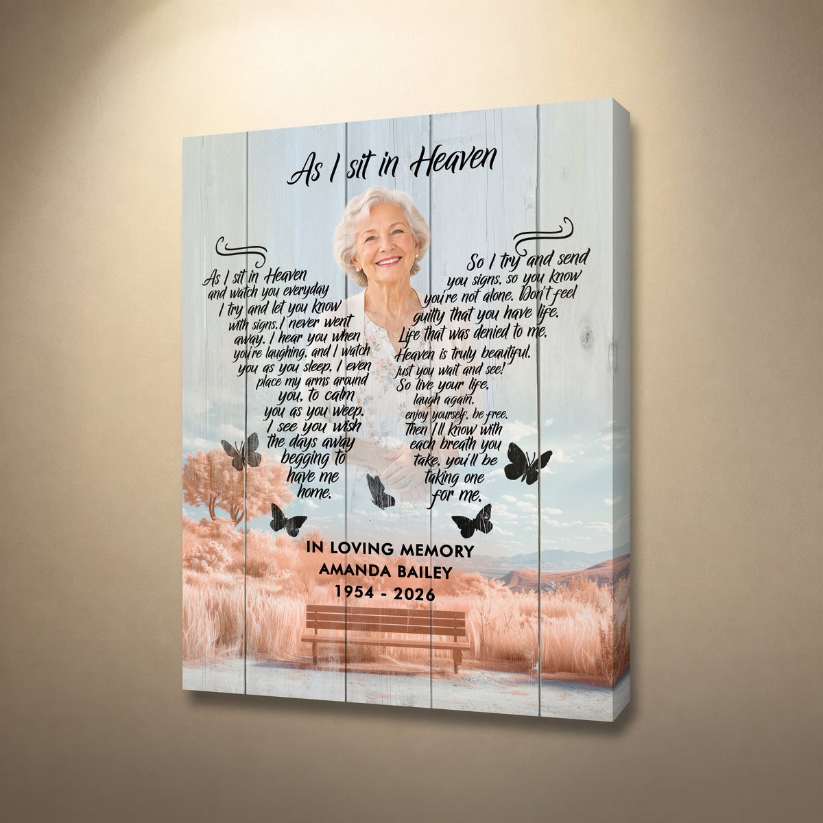 As I Sit in Heaven Memorial Canvas