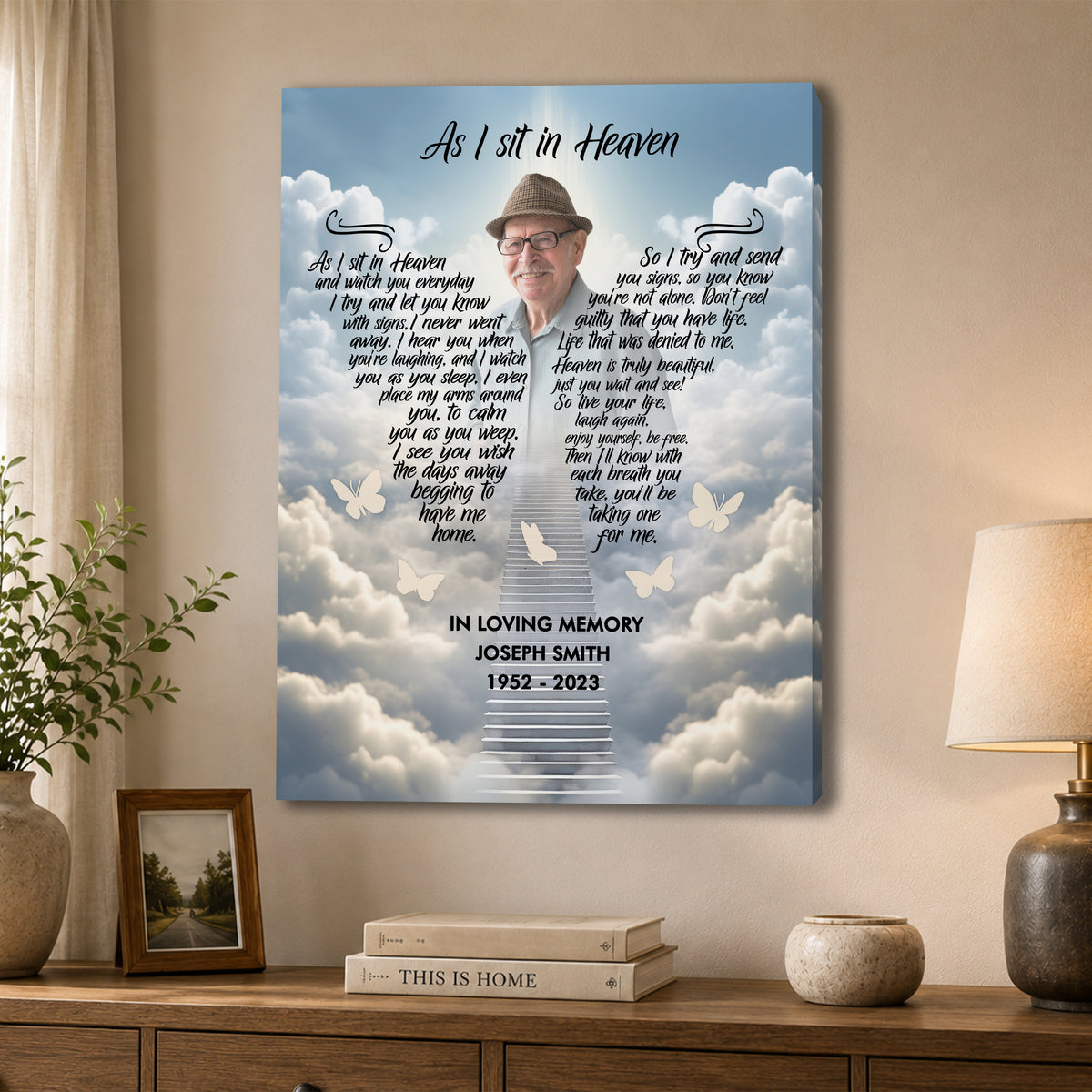 As I Sit in Heaven Memorial Canvas