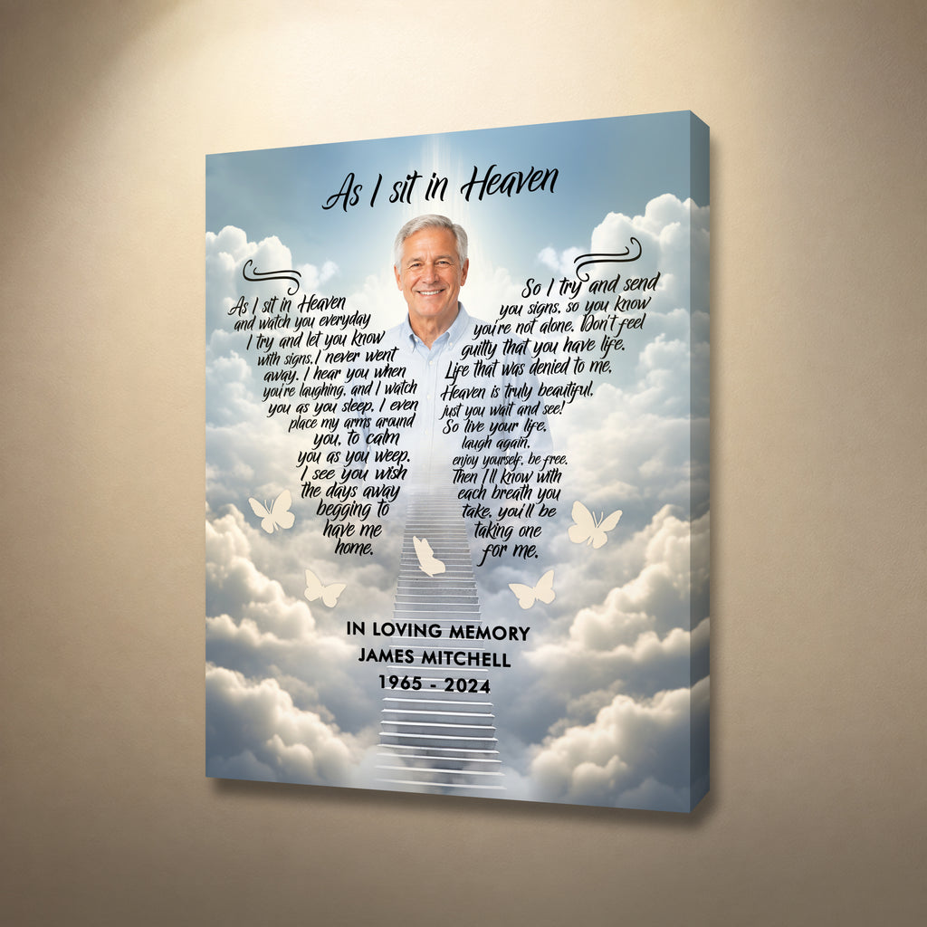 As I Sit in Heaven Memorial Canvas