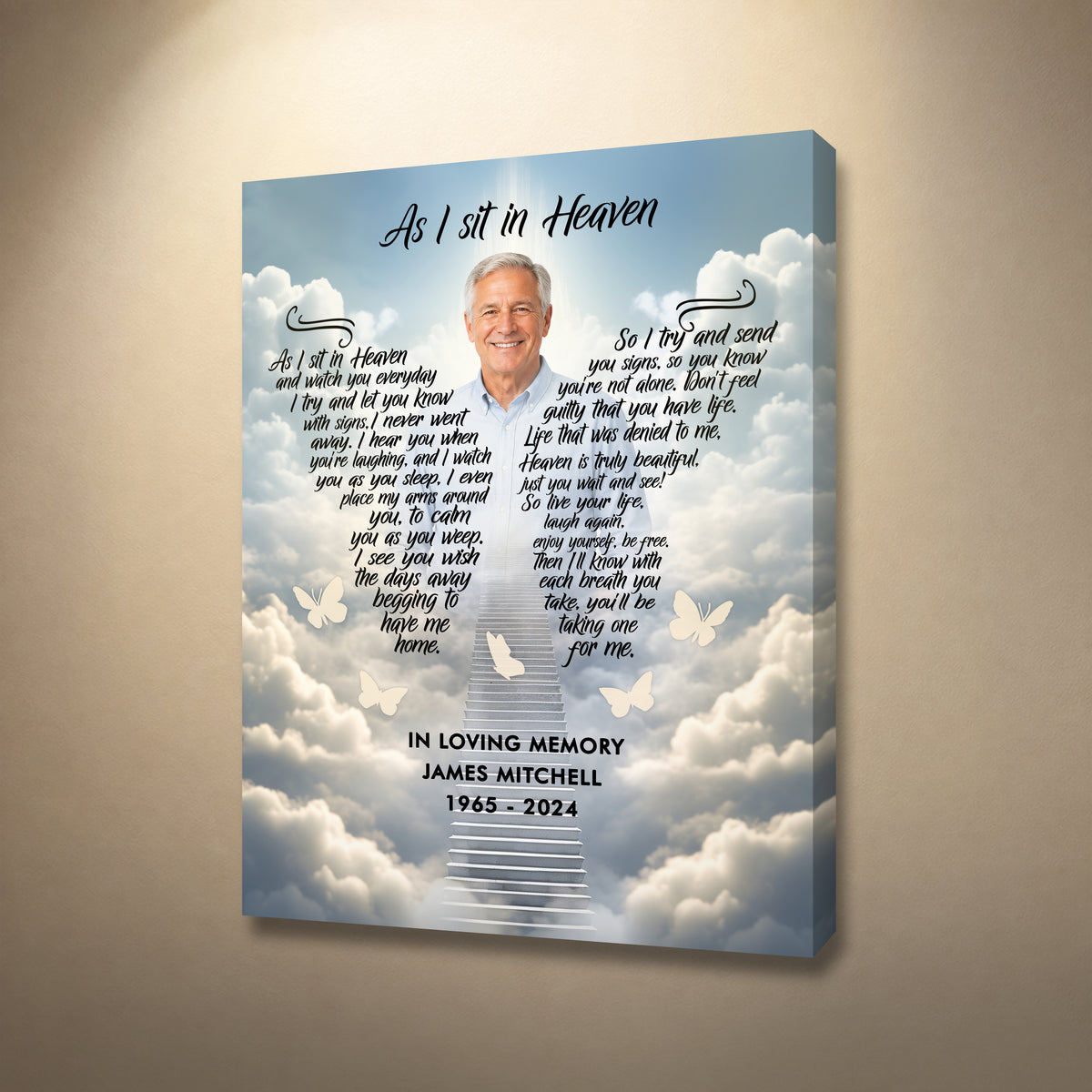 As I Sit in Heaven Memorial Canvas