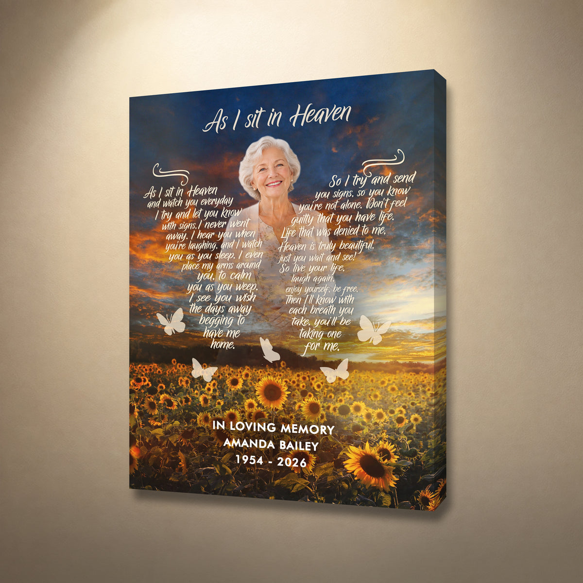 As I Sit in Heaven Memorial Canvas
