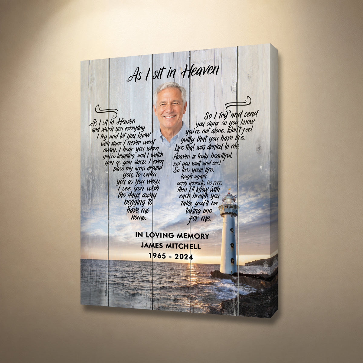 As I Sit in Heaven Memorial Canvas